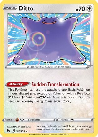 Ditto 107 - Reverse Holofoil Crown Zenith - Holo Rare