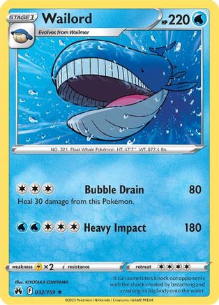 Wailord 032 Crown Zenith - Rare