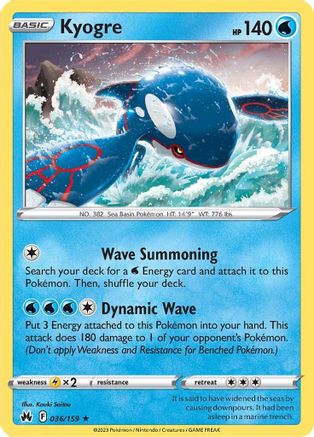 Kyogre 036 - Reverse Holofoil Crown Zenith - Holo Rare