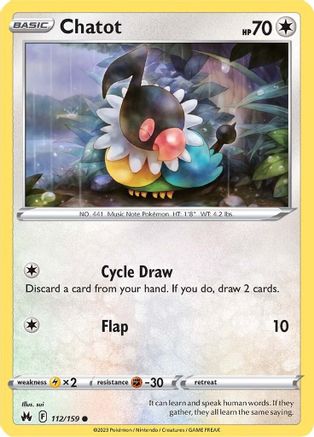 Chatot 112 - Reverse Holofoil Crown Zenith - Common