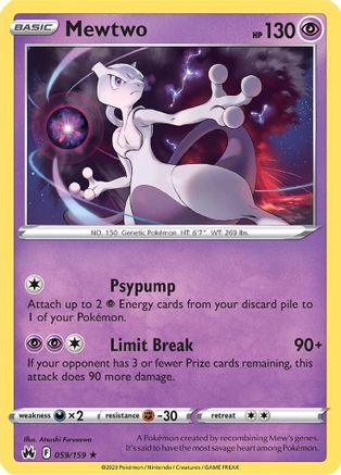 Mewtwo 059 - Holofoil Crown Zenith - Holo Rare