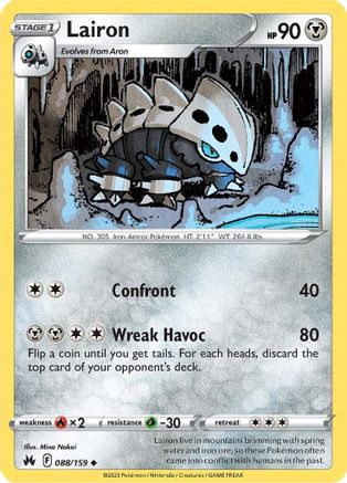 Lairon 088 - Reverse Holofoil Crown Zenith - Uncommon