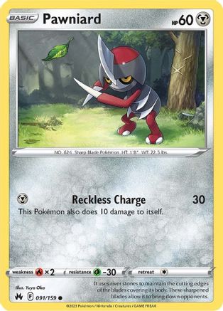 Pawniard (91) (91) 091 - Reverse Holofoil Crown Zenith - Common