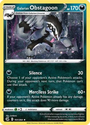 Galarian Obstagoon (Cosmos Holo) 161 - Holofoil Miscellaneous Cards & Products - Holo Rare