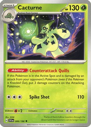 Cacturne 006/198 - Reverse Holofoil SV01 Scarlet & Violet Base Set - Uncommon