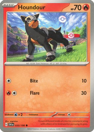 Houndour 033/198 - Reverse Holofoil SV01 Scarlet & Violet Base Set - Common