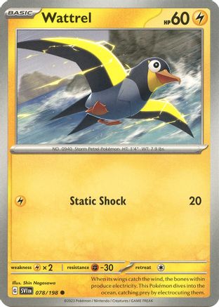 Wattrel 078/198 - Reverse Holofoil SV01 Scarlet & Violet Base Set - Common