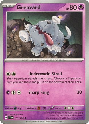 Greavard 105/198 - Reverse Holofoil SV01 Scarlet & Violet Base Set - Common