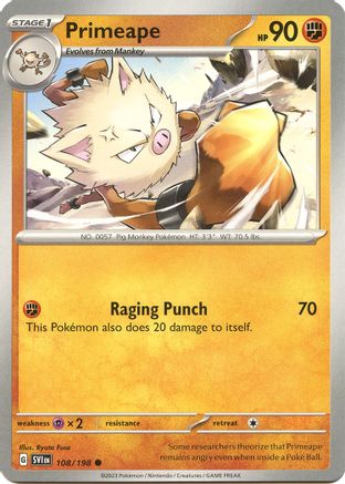 Primeape 108 SV01 Scarlet & Violet Base Set - Common