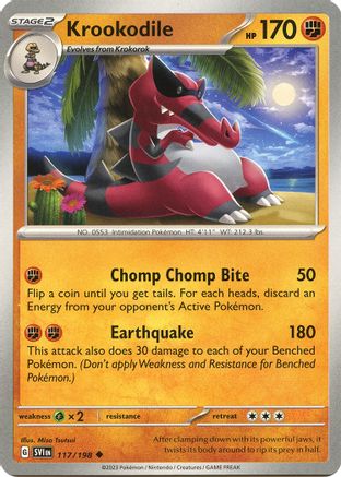 Krookodile 117 - Reverse Holofoil SV01 Scarlet & Violet Base Set - Uncommon