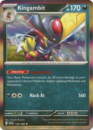 Kingambit 134/198 - Reverse Holofoil SV01 Scarlet & Violet Base Set - Rare