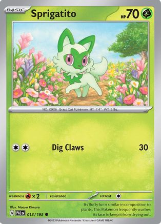 Sprigatito 013/193 - Reverse Holofoil SV02 Paldea Evolved - Common