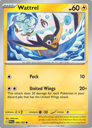 Wattrel 080/193 - Reverse Holofoil SV02 Paldea Evolved - Common