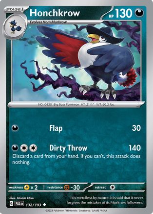 Honchkrow 132 - Reverse Holofoil SV02 Paldea Evolved - Uncommon
