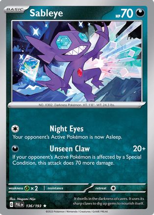 Sableye 136 - Holofoil SV02 Paldea Evolved - Rare