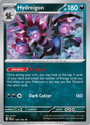 Hydreigon 140 - Reverse Holofoil SV02 Paldea Evolved - Rare