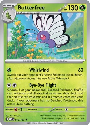 Butterfree 012 - Reverse Holofoil SV Scarlet & Violet 151 - Uncommon