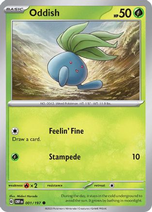 Oddish 001 - Reverse Holofoil SV03 Obsidian Flames - Common
