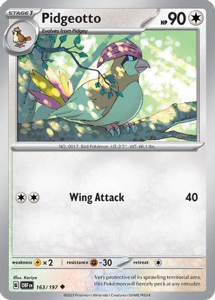 Pidgeotto 163 - Reverse Holofoil SV03 Obsidian Flames - Uncommon
