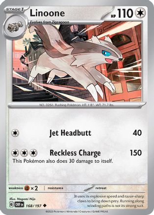 Linoone 168 - Reverse Holofoil SV03 Obsidian Flames - Uncommon