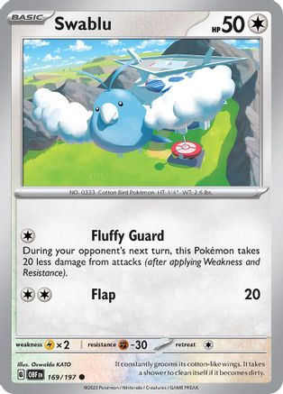 Swablu 169 - Reverse Holofoil SV03 Obsidian Flames - Common