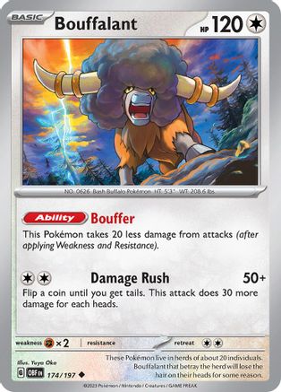 Bouffalant 174 - Reverse Holofoil SV03 Obsidian Flames - Uncommon
