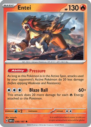 Entei 030 - Holofoil SV03 Obsidian Flames - Rare
