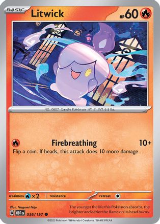 Litwick 036 - Reverse Holofoil SV03 Obsidian Flames - Common