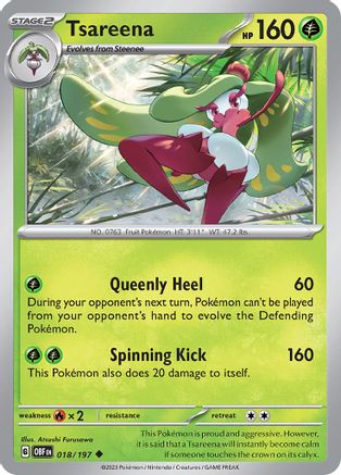 Tsareena 018 - Reverse Holofoil SV03 Obsidian Flames - Uncommon