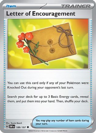 Letter of Encouragement 189 - Reverse Holofoil SV03 Obsidian Flames - Uncommon