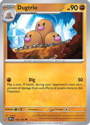 Dugtrio 104 - Reverse Holofoil SV03 Obsidian Flames - Uncommon