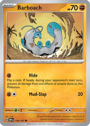 Barboach 108 - Reverse Holofoil SV03 Obsidian Flames - Common