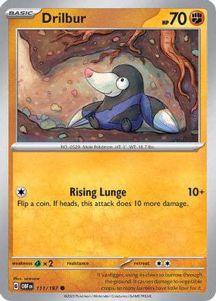 Drilbur 111 - Reverse Holofoil SV03 Obsidian Flames - Common