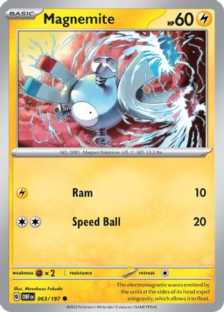 Magnemite 063 - Reverse Holofoil SV03 Obsidian Flames - Common
