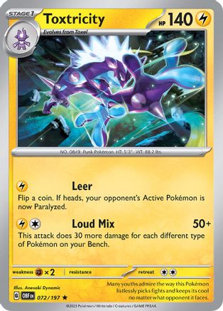 Toxtricity 072 - Reverse Holofoil SV03 Obsidian Flames - Rare