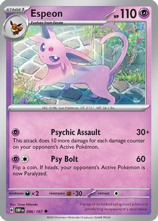 Espeon 086 SV03 Obsidian Flames - Uncommon