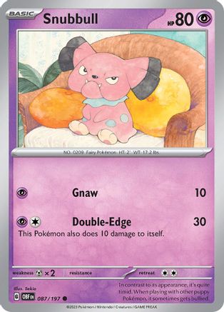 Snubbull 087 - Reverse Holofoil SV03 Obsidian Flames - Common