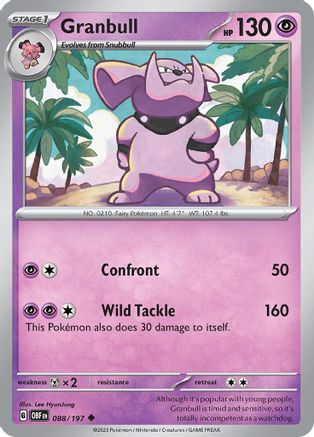 Granbull 088 - Reverse Holofoil SV03 Obsidian Flames - Uncommon