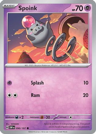 Spoink 090 - Reverse Holofoil SV03 Obsidian Flames - Common
