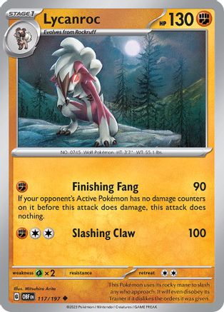 Lycanroc 117 SV03 Obsidian Flames - Uncommon