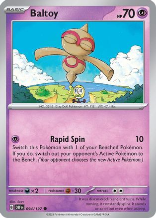 Baltoy 094 - Reverse Holofoil SV03 Obsidian Flames - Common