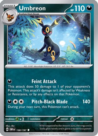 Umbreon 130 - Reverse Holofoil SV03 Obsidian Flames - Uncommon