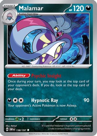Malamar 138 - Reverse Holofoil SV03 Obsidian Flames - Uncommon