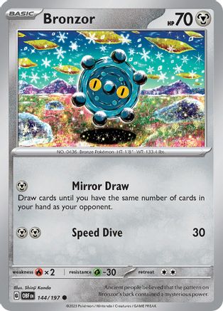Bronzor 144 - Reverse Holofoil SV03 Obsidian Flames - Common