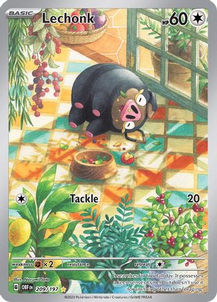 Lechonk 209/197 - Holofoil SV03 Obsidian Flames - Illustration Rare