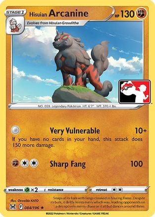 Hisuian Arcanine 084 Prize Pack Series Cards - Rare