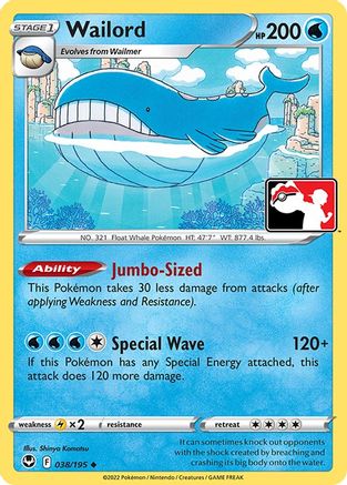 Wailord 038 - Holofoil Prize Pack Series Cards - Uncommon