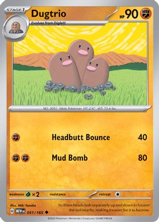 Dugtrio 051 - Reverse Holofoil SV Scarlet & Violet 151 - Uncommon