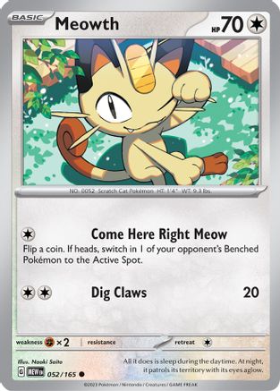 Meowth 052 - Reverse Holofoil SV Scarlet & Violet 151 - Common