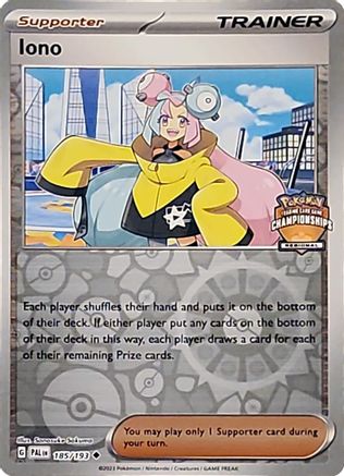 Iono - 185/193 (Regional Championships)/193 - Reverse Holofoil League & Championship Cards - Uncommon